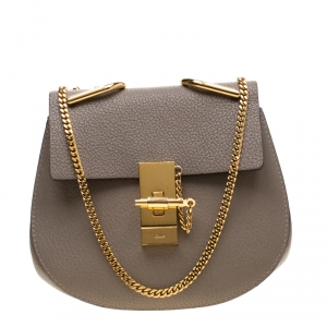 Pre Owned Chloe Grey Leather Small Drew Shoulder Bag