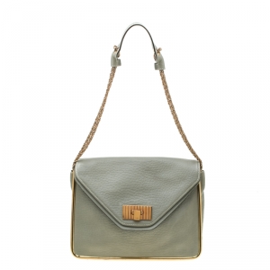 Pre Owned Chloe Grey Leather Medium Sally Shoulder Bag