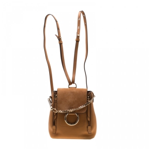 Pre Owned Chloe Brown Leather and Suede Mini Faye Daye Shoulder Bag