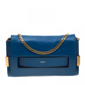 Pre Owned Chloe Blue Leather Crossbody Bag