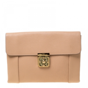 Pre Owned Chloe Beige Leather Elsie Clutch