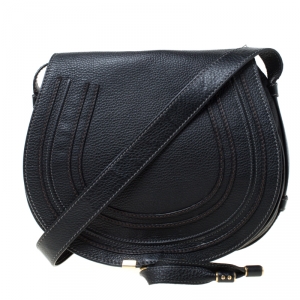 Pre Owned Chloe Black Leather Medium Marcie Crossbody Bag