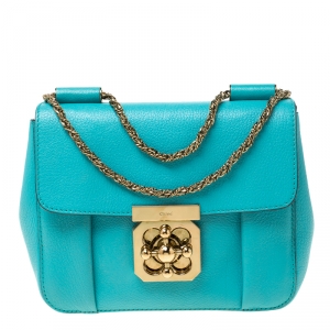 Pre Owned Chloe Blue Leather Small Elsie Shoulder Bag