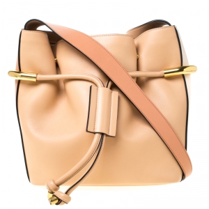 Pre Owned Chloe Beige Leather Small Emma Drawstring Shoulder Bag