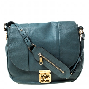 Pre Owned Chloe Ash Blue Leather Elsie Hobo