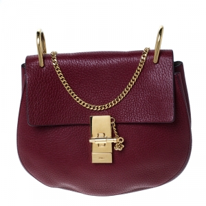 Pre Owned Chloe Burgundy Leather Medium Drew Shoulder Bag