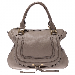 Pre Owned Chloe Beige Leather Large Marcie Satchel