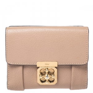 Pre Owned Chloe Beige Leather Compact Wallet