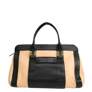 Pre Owned Chloe Ivory/Black Leather Alice Satchel