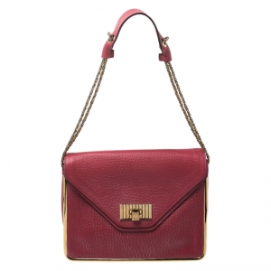 Pre Owned Chloe Red Leather Medium Sally Flap Shoulder Bag