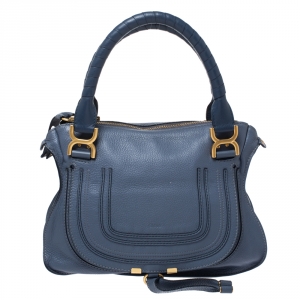 Pre Owned Chloe Blue Leather Medium Marcie Shoulder Bag