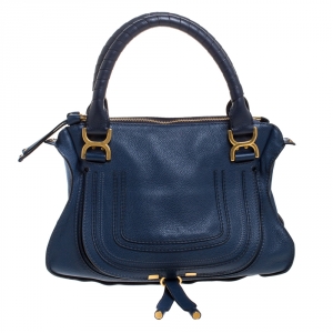 Pre Owned Chloe Blue Leather Medium Marcie Shoulder Bag