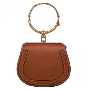 Pre Owned Chloe Brown Suede Small Nile Crossbody Bag