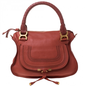 Pre Owned Chloe Orange Leather Medium Marcie Shoulder Bag