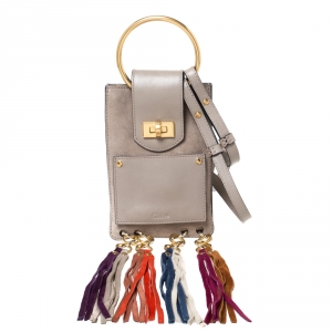 Pre Owned Chloe Beige Suede and Leather Mini Jane Bracelet Bag