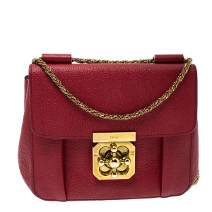 Pre Owned Chloe Red Leather Small Elsie Shoulder Bag