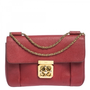 Pre Owned Chloe Red Leather Medium Elsie Shoulder Bag
