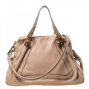 Pre Owned Chloe Beige Leather Medium Paraty Shoulder Bag