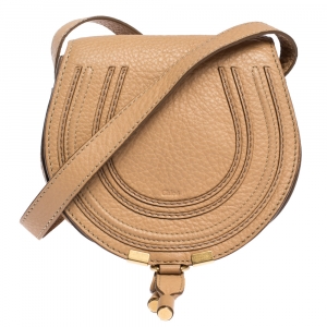 Pre Owned Chloe Beige Leather Mini Marcie Crossbody Bag