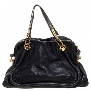 Pre Owned Chloe Black Leather Medium Paraty Shoulder Bag