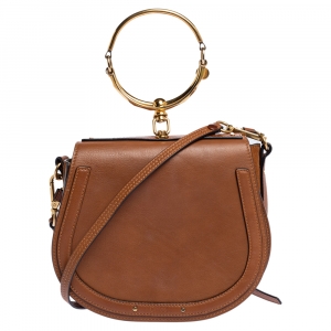 Pre Owned Chloe Brown Leather Medium Nile Bracelet Shoulder Bag