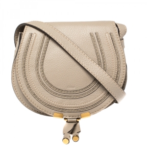 Pre Owned Chloe Taupe Leather Mini Marcie Crossbody Bag