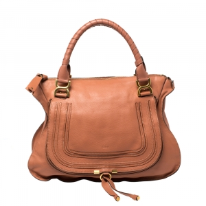 Pre Owned Chloe Peach Leather Large Marcie Satchel