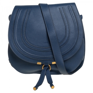 Pre Owned Chloe Blue Leather Medium Marcie Crossbody Bag