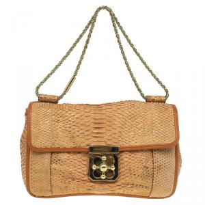 Pre Owned Chloe Brown Python Medium Elsie Shoulder Bag