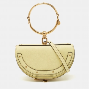 Pre Owned Chloe Yellow Leather Small Nile Bracelet Minaudiere Crossbody Bag