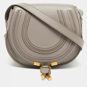 Pre Owned Chloe Grey Leather Mini Marcie Crossbody Bag