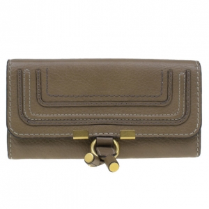 Pre Owned Chloe Nut Grained Leather Marcie Continental Wallet