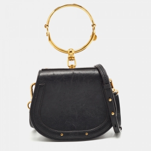 Pre Owned Chloe Black Leather Small Nile Bracelet Shoulder Bag