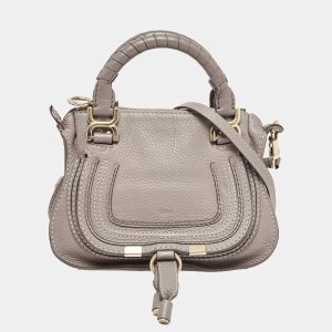 Chloe Grey Leather Mini Marcie Double Carry Crossbody Bag