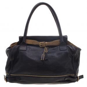 Pre Owned Chloe Metallic Black Leather Tote