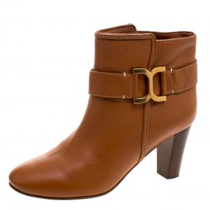 Pre Owned Chloè Brown Leather Ankle Boots Size 40