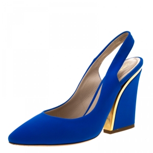 Chloe Blue Suede Slingback Sandals Size 38.5