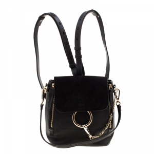 Chloe Black Leather and Suede Small Faye Day Backpack