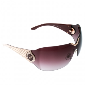 Chopard Gold/Burgundy Gradient SCH 883S Crystal Embellished Shield Sunglasses