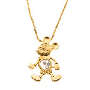 Chopard Vintage Happy Mickey Collection 18k Yellow Gold Pendant Chain Necklace