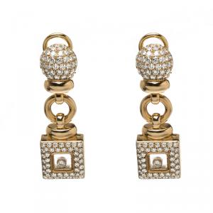 Chopard Vintage Happy Diamond 18k Yellow Gold Drop Earrings