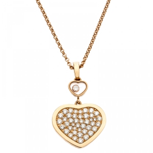 Chopard Happy Hearts Diamond 18k Rose Gold Pendant Necklace