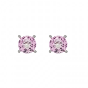 Chopard So Happy Pink Stone Diamond 18k White Gold Stud Earrings