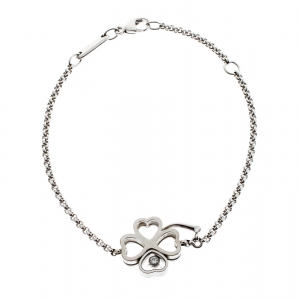 Chopard Happy Diamond Clover Motif 18k White Gold Bracelet