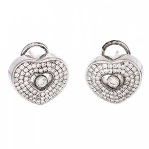 Chopard Happy Diamond 18k White Gold Heart Clip-On Earrings