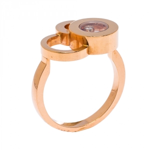 Chopard Happy Bubbles Diamond 18K Rose Gold Ring Size 54.5