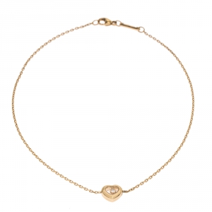 Chopard Happy Heart Diamond 18K Yellow Gold Chain Link Anklet 