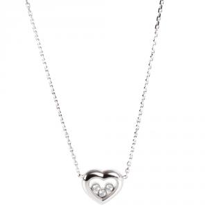 Chopard Happy Diamonds Heart 0.15 CTW 18K White Gold Pendant Necklace 
