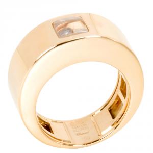 Chopard Happy 0.05 CT Diamond 18K Yellow Gold Ring Size 52