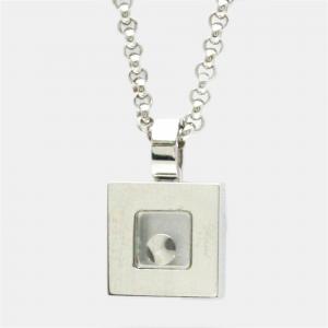 Chopard Happy Diamonds Square 18K White Gold Diamond Necklace 